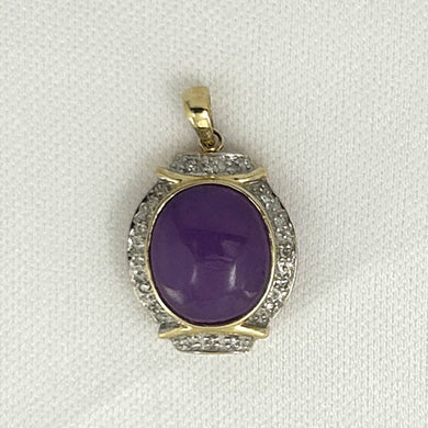 Oval Lavender Jade 14k Gold Pendant
