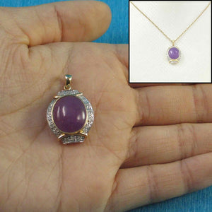 Oval Lavender Jade 14k Gold Pendant