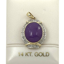 Load image into Gallery viewer, Oval Lavender Jade 14k Gold Pendant
