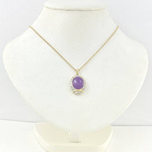 Load image into Gallery viewer, Oval Lavender Jade 14k Gold Pendant