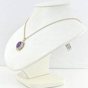 Oval Lavender Jade 14k Gold Pendant