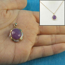 Load image into Gallery viewer, Purple Oval Jade 14k Gold Pendant