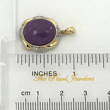 Load image into Gallery viewer, Purple Oval Jade 14k Gold Pendant