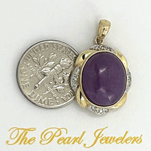 Load image into Gallery viewer, Purple Oval Jade 14k Gold Pendant