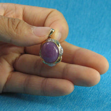 Load image into Gallery viewer, Purple Oval Jade 14k Gold Pendant