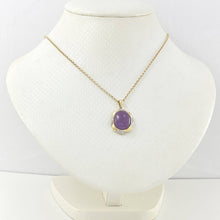 Load image into Gallery viewer, Purple Oval Jade 14k Gold Pendant