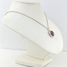 Load image into Gallery viewer, Purple Oval Jade 14k Gold Pendant
