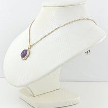 Load image into Gallery viewer, Purple Oval Jade 14k Gold Pendant