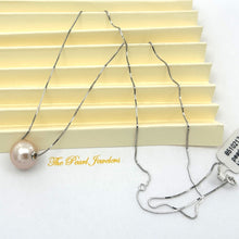 Load image into Gallery viewer, AAA Pale Pink Pearl Slider Necklace on 14k White Gold