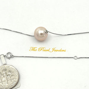 AAA Pale Pink Pearl Slider Necklace on 14k White Gold