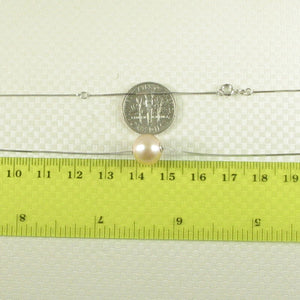 AAA Pale Pink Pearl Slider Necklace on 14k White Gold