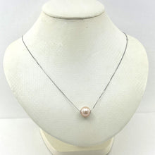 Load image into Gallery viewer, AAA Pale Pink Pearl Slider Necklace on 14k White Gold