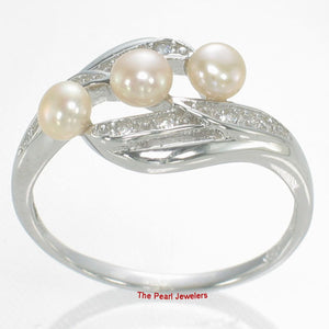 Solid Sterling Silver .925 Peach-Pink Cultured Pearl & Cubic Zirconia Cocktail Ring