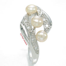 Load image into Gallery viewer, Solid Sterling Silver .925 Peach-Pink Cultured Pearl &amp; Cubic Zirconia Cocktail Ring