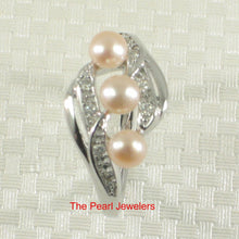 Load image into Gallery viewer, Solid Sterling Silver .925 Peach-Pink Cultured Pearl &amp; Cubic Zirconia Cocktail Ring
