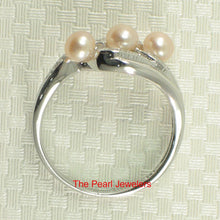Load image into Gallery viewer, Solid Sterling Silver .925 Peach-Pink Cultured Pearl &amp; Cubic Zirconia Cocktail Ring