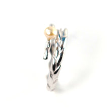 Load image into Gallery viewer, Solid Sterling Silver .925 Peach Freshwater Cultured Pearl Wheat-Style Adjustable Ring