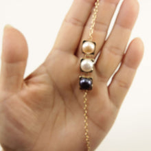 Load image into Gallery viewer, 14k Yellow Gold Peach, White &amp; Black Pearl Bracelet