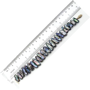 Peacock Biwa Pearl Bracelet with 14k Yellow Gold Fish Tail Clasp