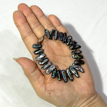 Load image into Gallery viewer, Peacock Biwa Pearl Bracelet with 14k Yellow Gold Fish Tail Clasp