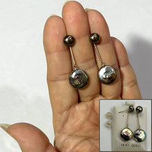 Load image into Gallery viewer, 14k Genuine Peacock Coin Cultured Pearl Dangle Earrings