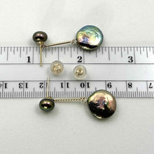 Load image into Gallery viewer, 14k Genuine Peacock Coin Cultured Pearl Dangle Earrings