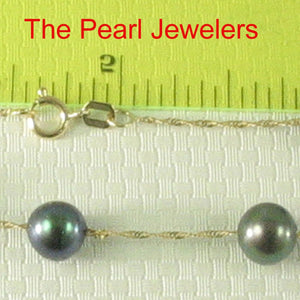 14k Yellow Gold Peacock Cultured Pearl Handcrafted Tin-Cup Bracelet