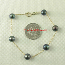 Load image into Gallery viewer, 14k Yellow Gold Peacock Cultured Pearl Handcrafted Tin-Cup Bracelet