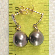 Load image into Gallery viewer, 14k Yellow Gold Peacock Raindrop Pearl Diamond Dangle Earrings