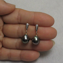 Load image into Gallery viewer, 14k Yellow Gold Peacock Raindrop Pearl Diamond Dangle Earrings