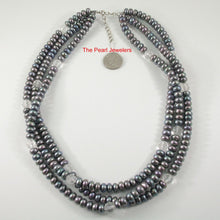 Load image into Gallery viewer, Peacock Roundel Pearl Twist Necklace with Sterling Silver
