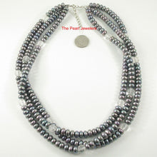 Load image into Gallery viewer, Peacock Roundel Pearl Twist Necklace with Sterling Silver