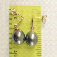Load image into Gallery viewer, 14k Yellow Gold Peacock Tahitian Pearl Diamond Dangle Earrings