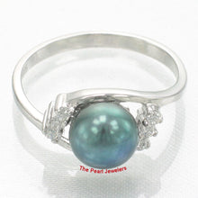 Load image into Gallery viewer, Black-Gray Pearl &amp; Cubic Zirconia Cocktail Ring – .925 Sterling Silver