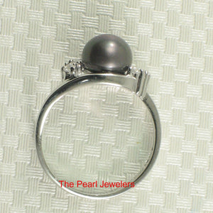 Black-Gray Pearl & Cubic Zirconia Cocktail Ring – .925 Sterling Silver