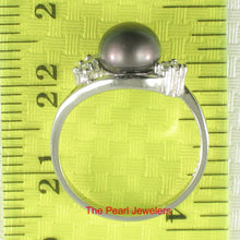 Load image into Gallery viewer, Black-Gray Pearl &amp; Cubic Zirconia Cocktail Ring – .925 Sterling Silver