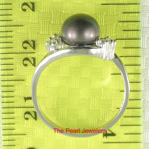 Black-Gray Pearl & Cubic Zirconia Cocktail Ring – .925 Sterling Silver