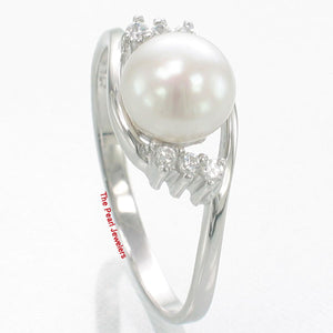 White Pearl & Cubic Zirconia Cocktail Ring – .925 Sterling Silver