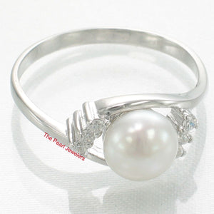 White Pearl & Cubic Zirconia Cocktail Ring – .925 Sterling Silver