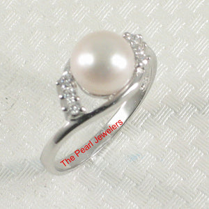 White Pearl & Cubic Zirconia Cocktail Ring – .925 Sterling Silver