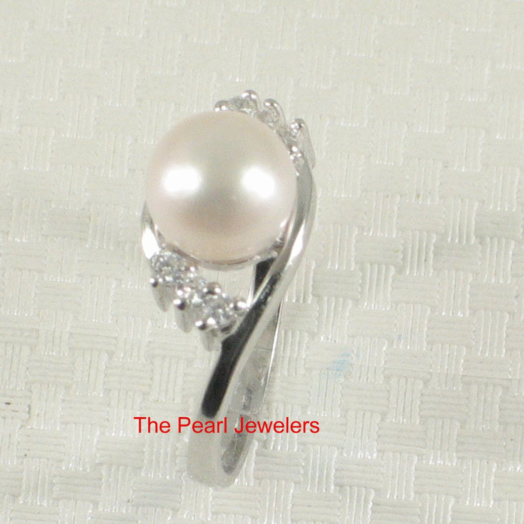 White Pearl & Cubic Zirconia Cocktail Ring – .925 Sterling Silver