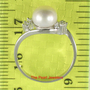 White Pearl & Cubic Zirconia Cocktail Ring – .925 Sterling Silver