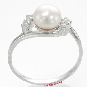 White Pearl & Cubic Zirconia Cocktail Ring – .925 Sterling Silver