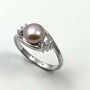 Pink Pearl & Cubic Zirconia Cocktail Ring – .925 Sterling Silver