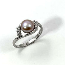 Load image into Gallery viewer, Pink Pearl &amp; Cubic Zirconia Cocktail Ring – .925 Sterling Silver