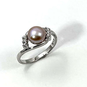 Pink Pearl & Cubic Zirconia Cocktail Ring – .925 Sterling Silver