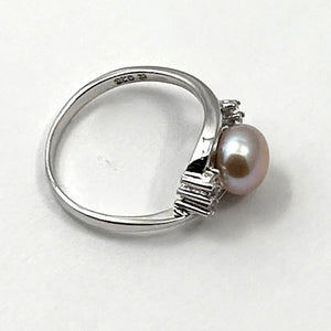 Pink Pearl & Cubic Zirconia Cocktail Ring – .925 Sterling Silver
