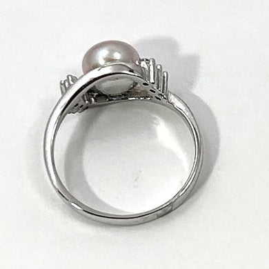Pink Pearl & Cubic Zirconia Cocktail Ring – .925 Sterling Silver