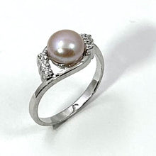 Load image into Gallery viewer, Pink Pearl &amp; Cubic Zirconia Cocktail Ring – .925 Sterling Silver