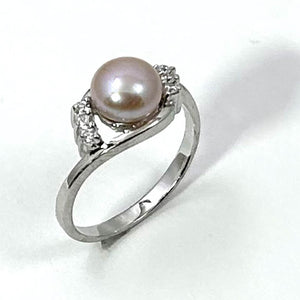 Pink Pearl & Cubic Zirconia Cocktail Ring – .925 Sterling Silver